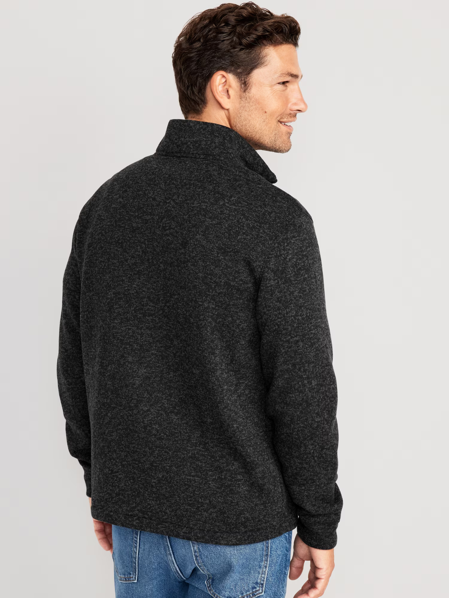 Sweater-Knit Quarter Zip Black Jack (Old Navy)