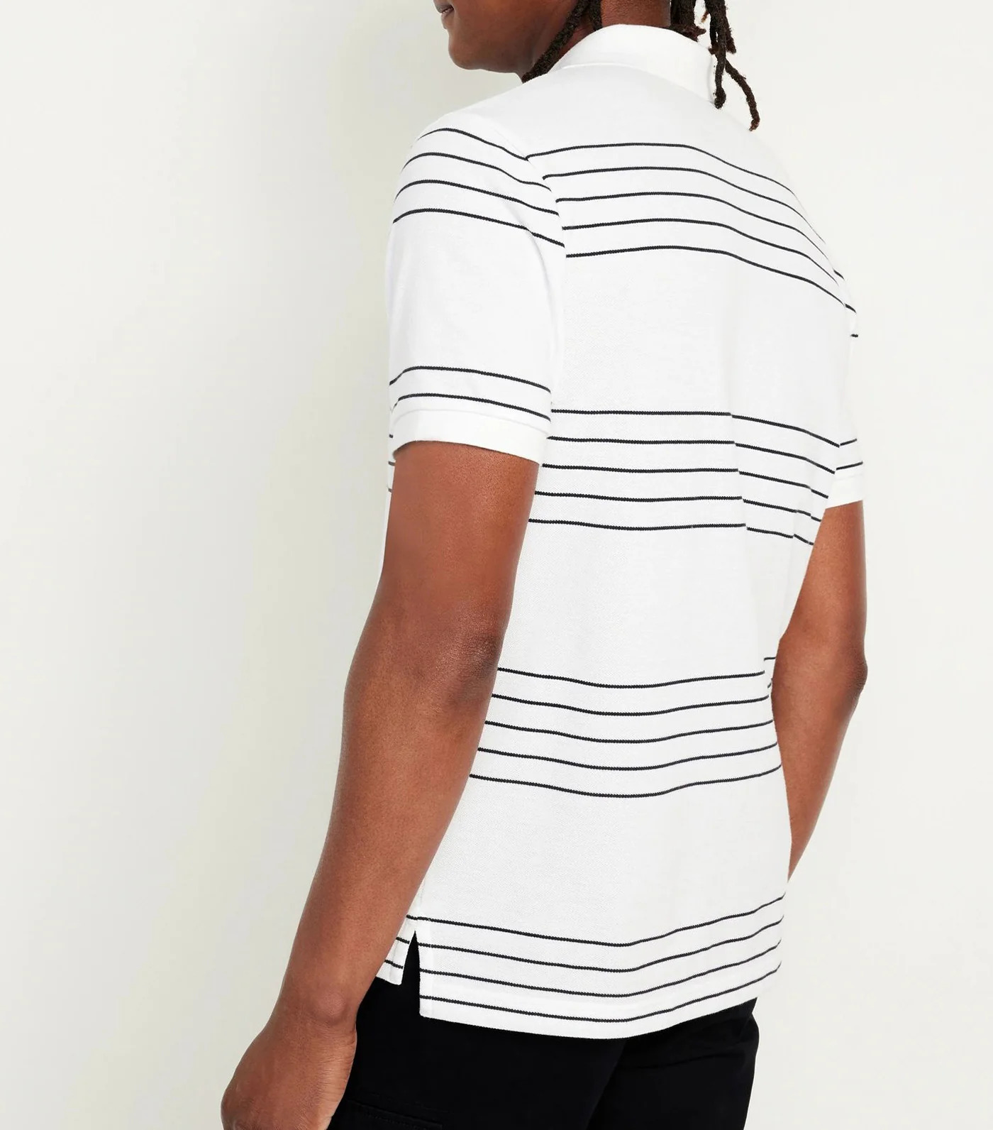 Classic Fit Pique Polo (WhiteNavy Stripe)