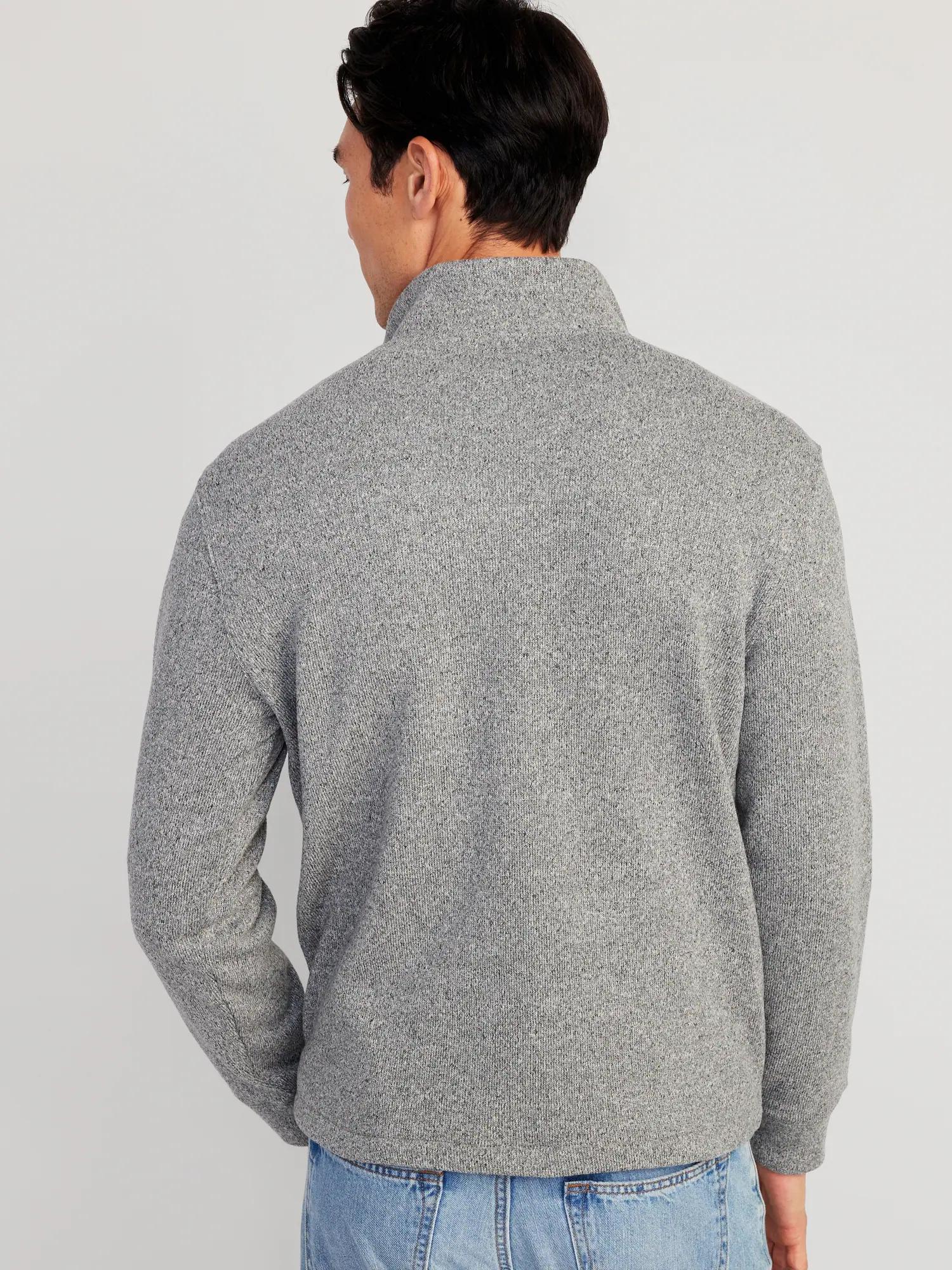 Sweater-Knit Quarter Zip Heather Gray (Old Navy)