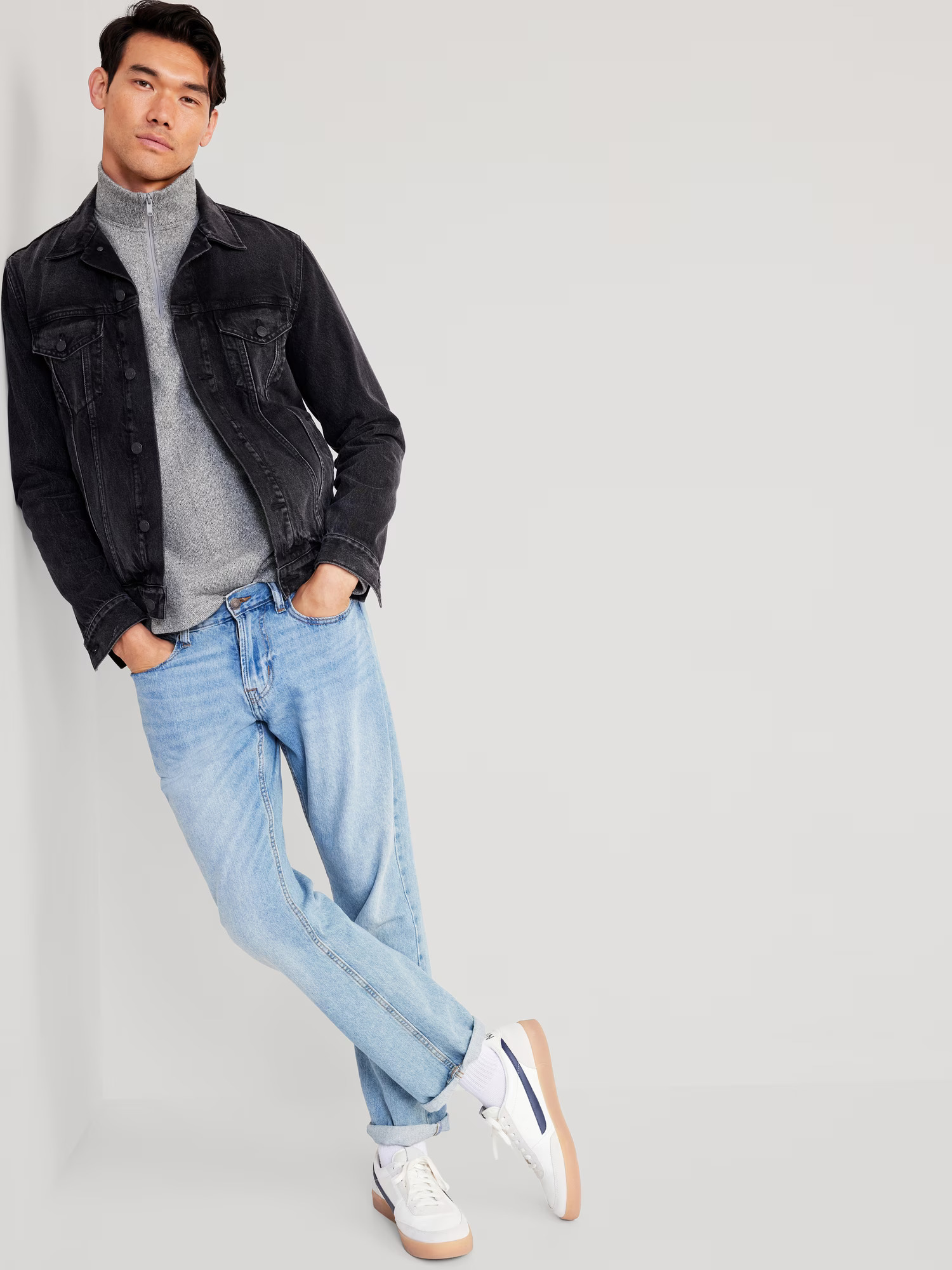 Sweater-Knit Quarter Zip Heather Gray (Old Navy)