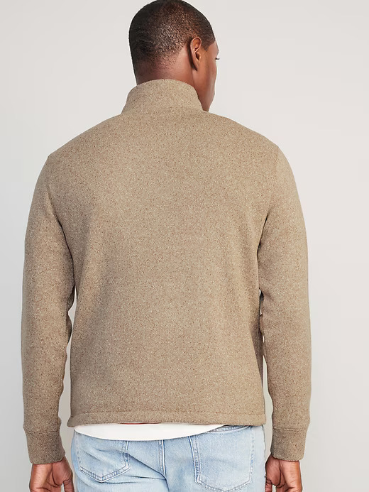 Sweater-Knit Quarter Zip (Heathered Camel) - Old Navy