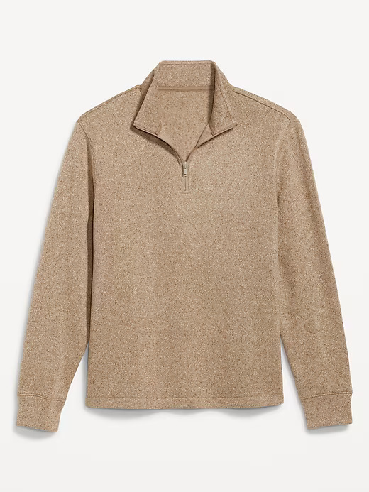 Sweater-Knit Quarter Zip (Heathered Camel) - Old Navy