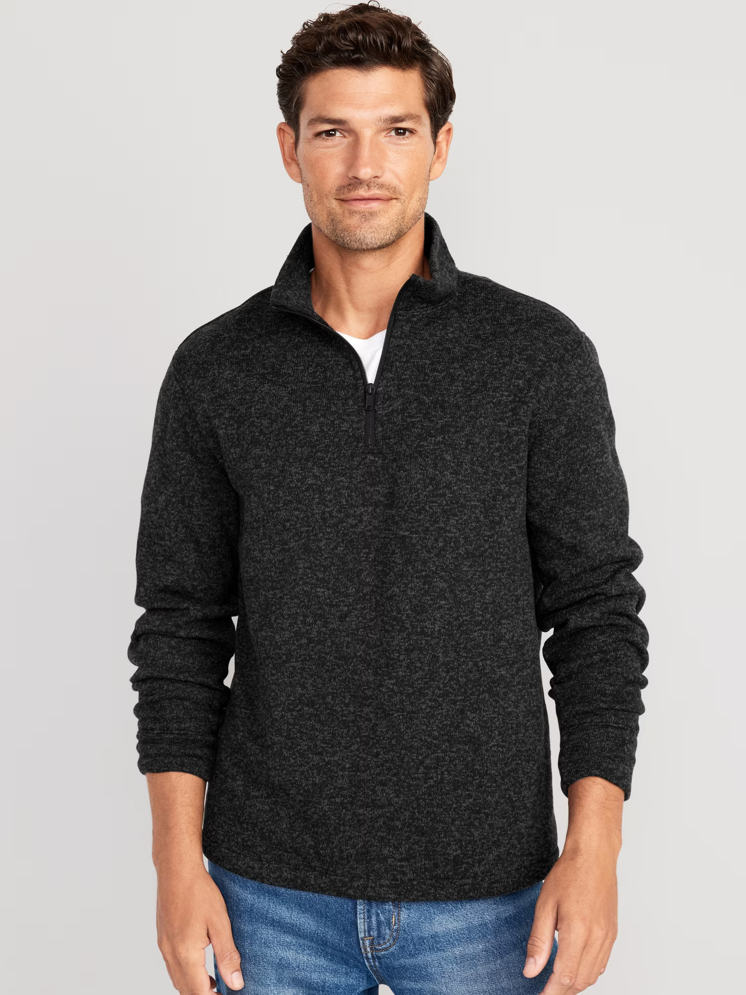 Sweater-Knit Quarter Zip Black Jack (Old Navy)